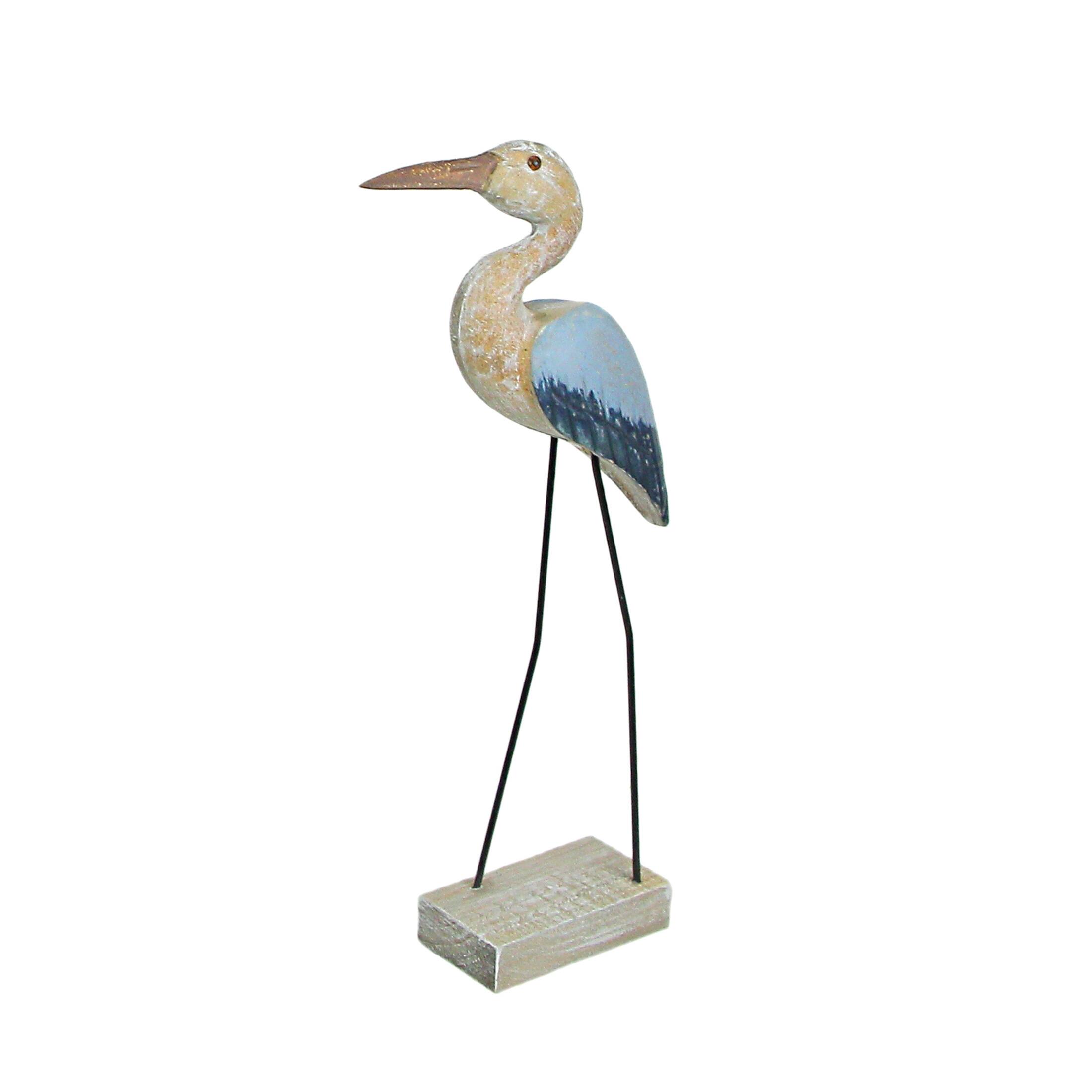 Front. J.D. Yeatts - 16 Inch Hand Carved Wood Blue Heron Bird Statue Home Coastal Decor Sculpture Art - Blue.