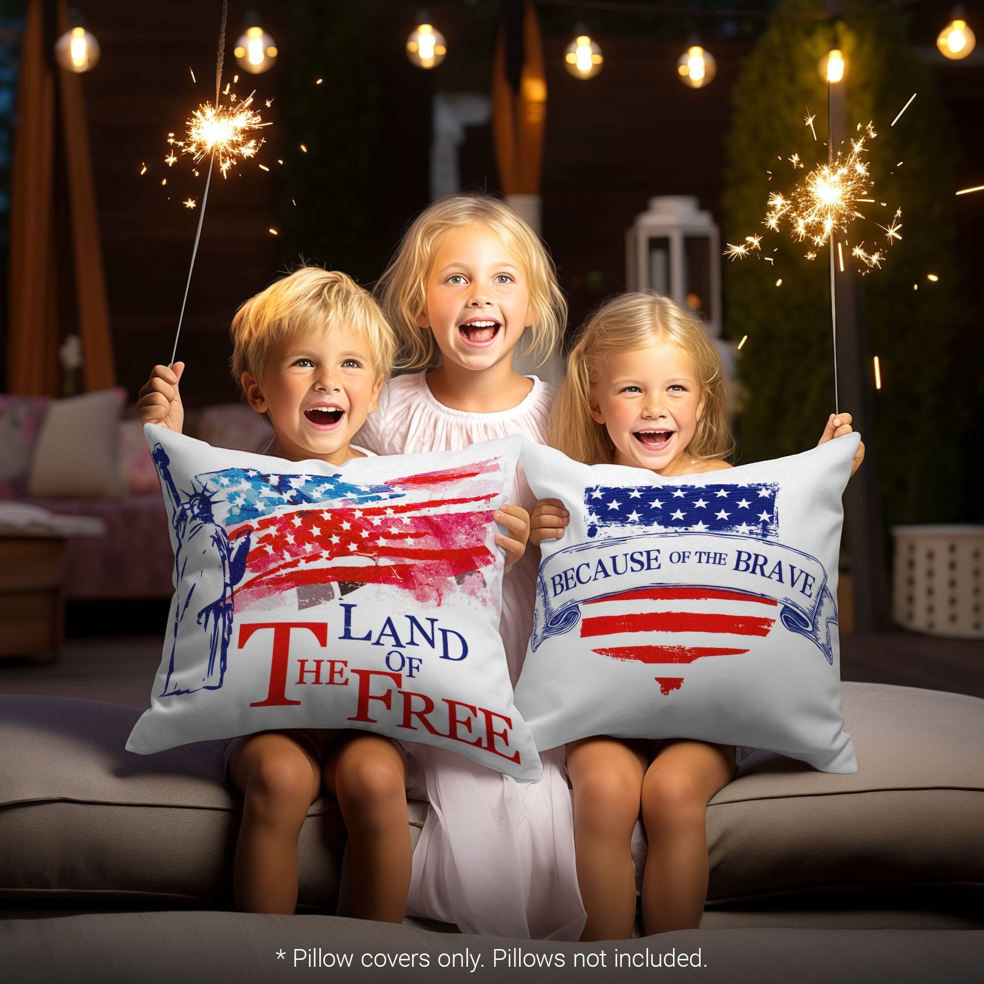 OF THE BECAUSE BRAVE LAND OF THE FREE * Pillow covers only. Pillows not included.
