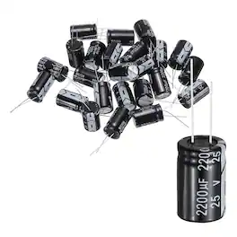 Unique Bargains - 2200uF 25V 13x20mm Electrolytic Capacitor, 105C High Temp Radial Leads, for TVs/LCDs/VCD, 30pcs - Black