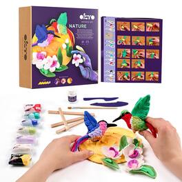 OKTO - 3D Creative Air Dry Clay Kit Hummingbirds, 11.4" x 11.4"