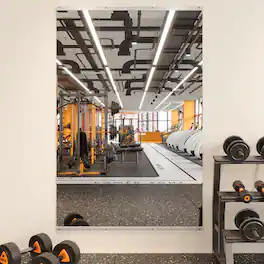 LOVMOR - 32 in. W x 48 in. H Modern Rectangle Frameless Wall-Mounted Gym Mirror Dance Mirror - Silver