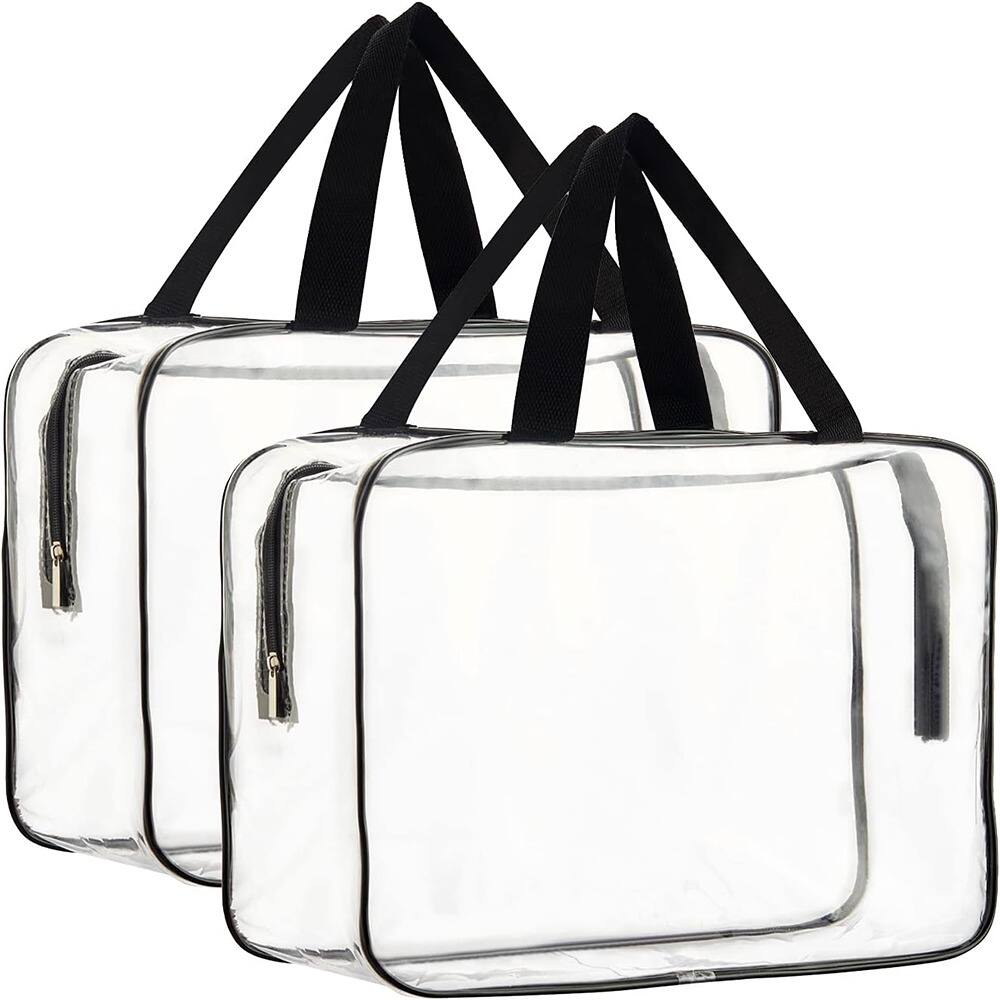 RTMB - Waterproof Transparent Handbag Purse, Plastic Tote Bags, 2-Piece Large Clear
