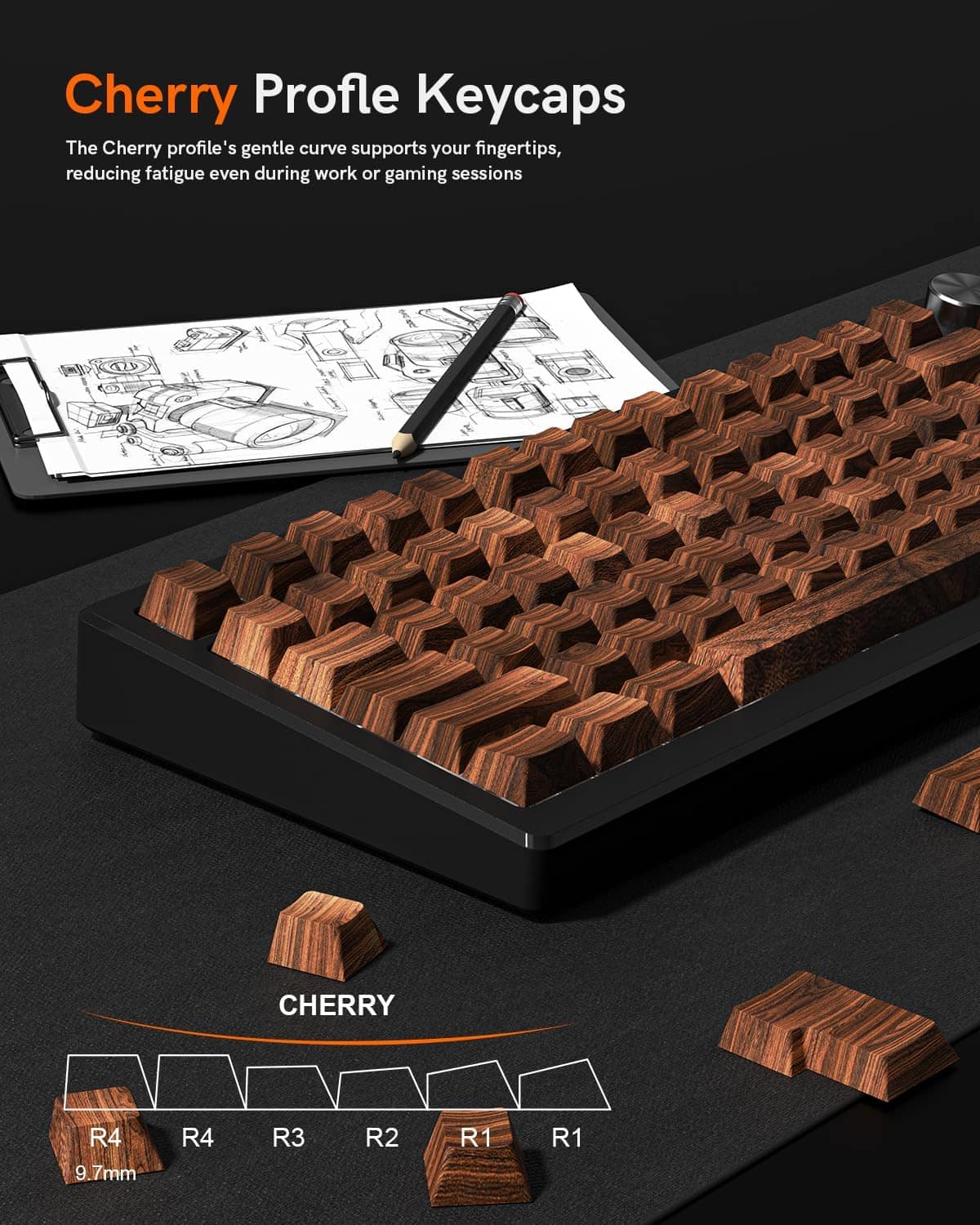 Womier PBT Keycaps,Shine Through Custom Keycaps Cherry Profile for