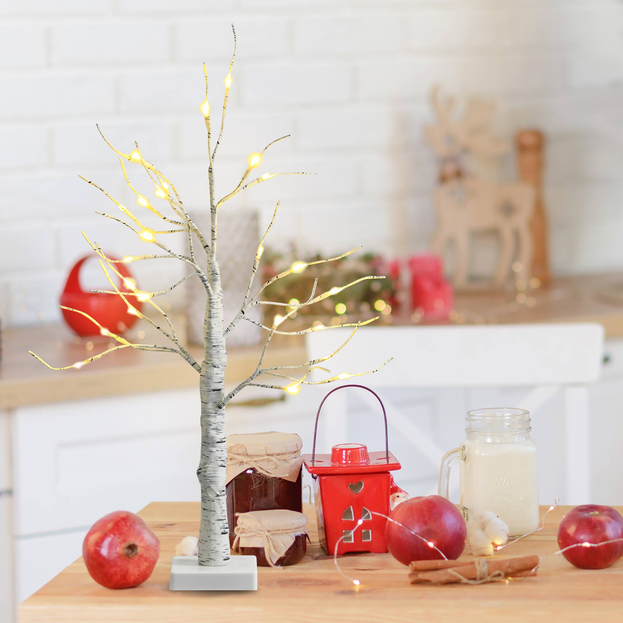 Alt View 1. Costway - Costway Set of 2 Pre-lit White Twig Birch Tree Battery Powered 2FT for Christmas - White.