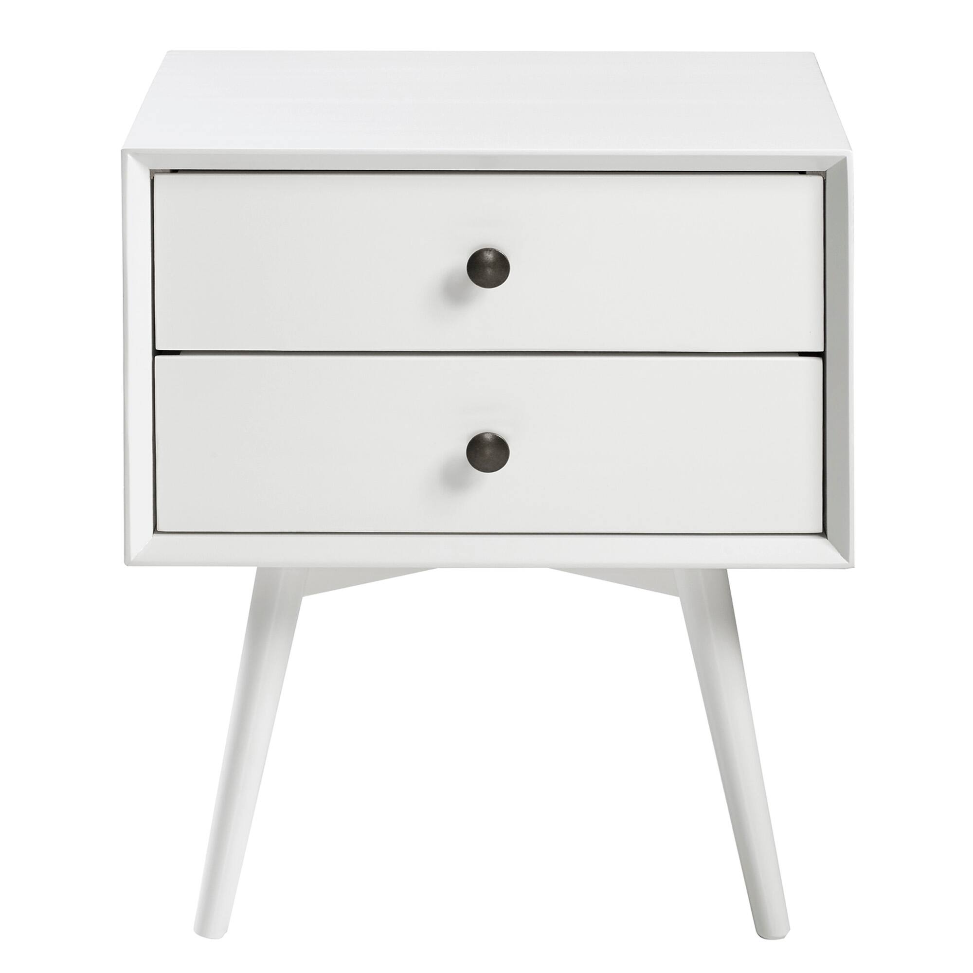 Front. Walker Edison - 25” Modern Solid Wood 2 Drawer Nightstand - White.