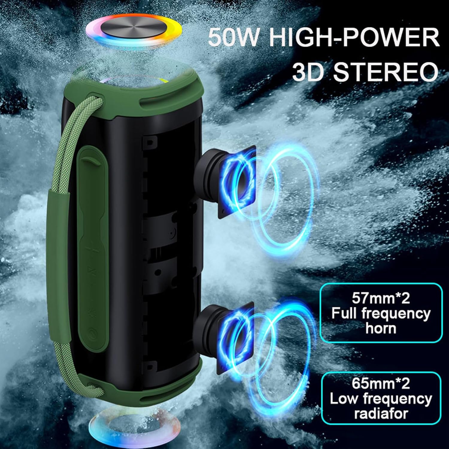 50W HIGH-POWER 3D STEREO

57mm*2 Full frequency horn

65mm*2 Low frequency radiator