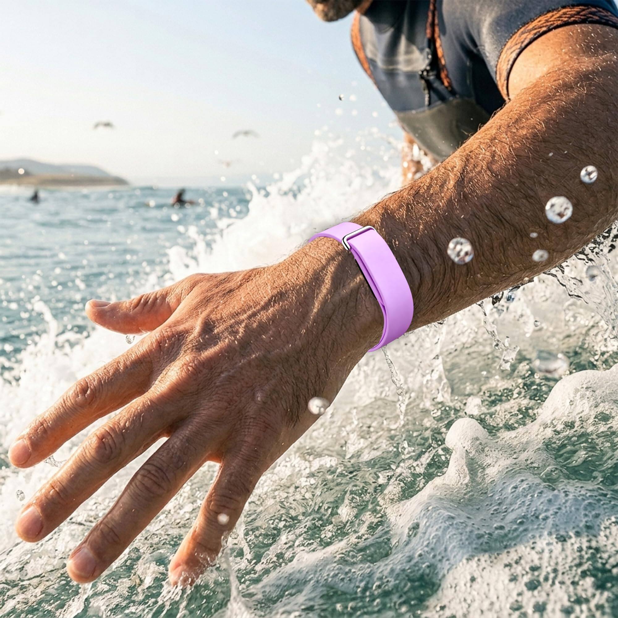Alt View 1. Dteck - Silicone Band for Google Fitbit Air, Adjustable Skin-Friendly Rubber Sport Replacement Wristband - Purple.