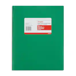 Staples - 2‑Pocket Portfolio Folder with Fasteners, Letter Size, Durable Poly Construction - Green