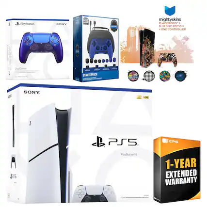 - PlayStation SONY
- DualSense Controller
- PlayStation 5 Slim Disc Edition
- One Controller
- Starter Pack
- 4K HDR
- 1-YEAR EXTENDED WARRANTY
- mighty skins
- PLAYSTATION 5 SLIM DISC EDITION + ONE CONTROLLER