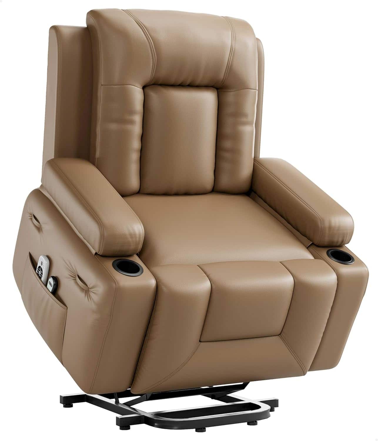 Acekool - Power Lift Massage Recliner Sofa CF8008 w/ 8-Point Heating - PU Leather, 21-22" Seat, 135° Recline - Earth tones