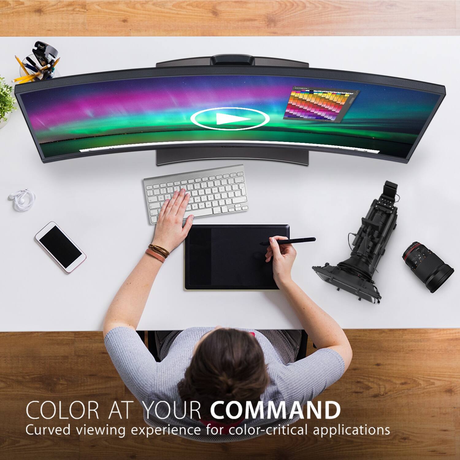 Alt View 21. ViewSonic - ColorPro VP3881A 38" LED WQHD Curved Monitor with HDR10 (USB C/HDMI/DisplayPort) - Black.