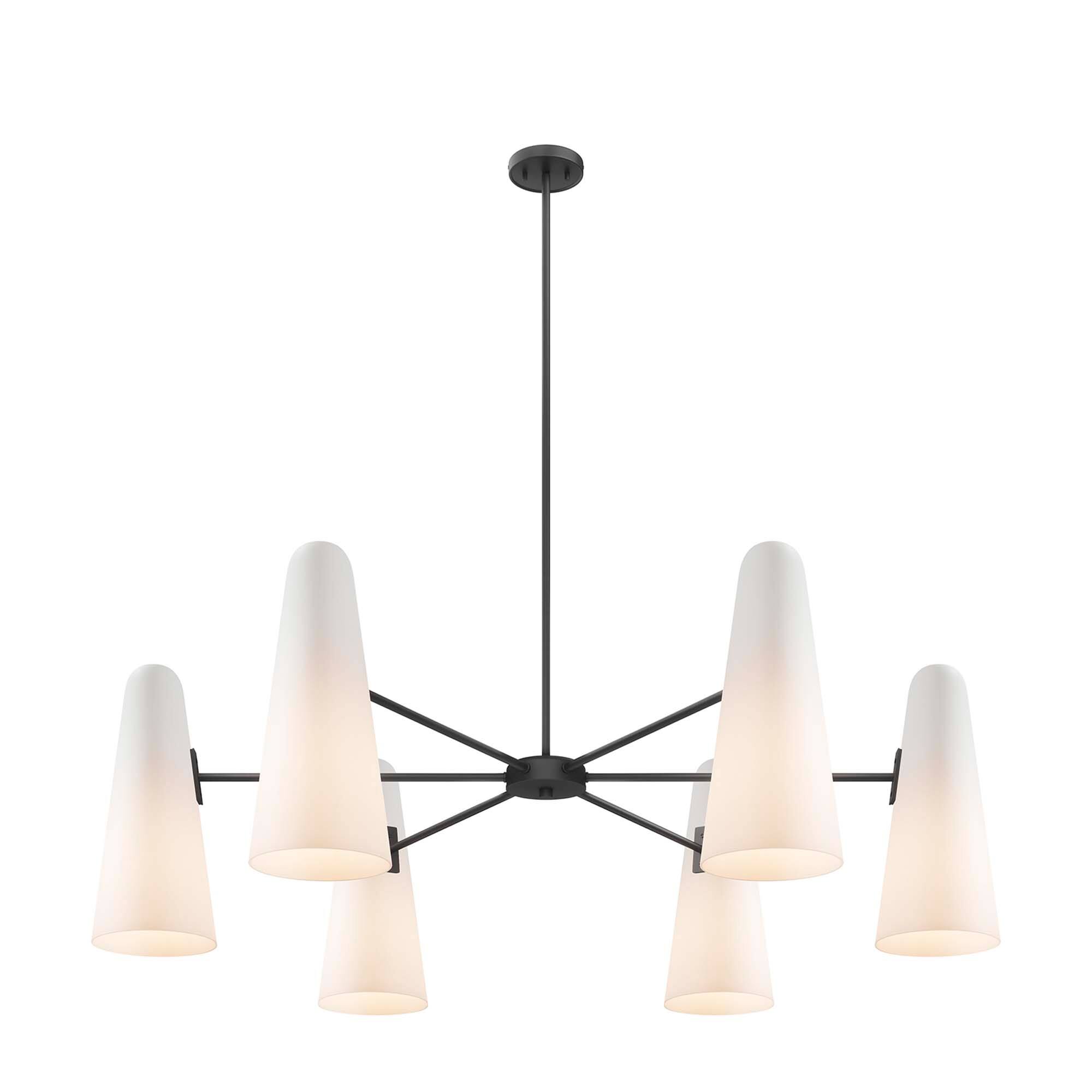 Alt View 2. Modway - Beacon 6-Light Chandelier by Modway - Opal Black.