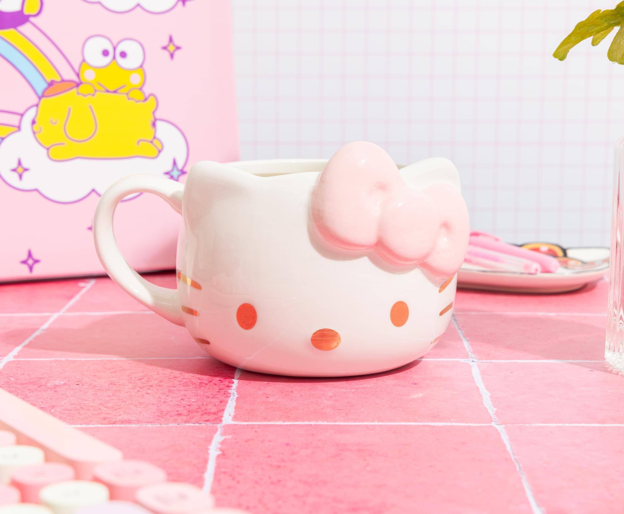 Alt View 2. Silver Buffalo - Sanrio Hello Kitty Golden Face Sculpted Ceramic Mug | Holds 20 Ounces - White.