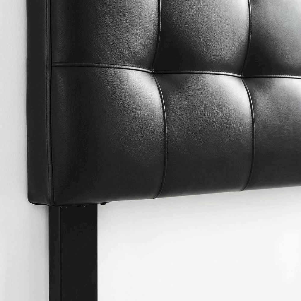 Alt View 1. FurniFact - Upholstered Vinyl Queen Headboard with Elegant Design and Durable Finish - Black.