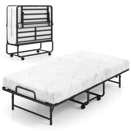 Costway - Twin Size Folding Bed with 5-Inch Mattress, Memory Foam Mattress & Metal Slat Frame - Black