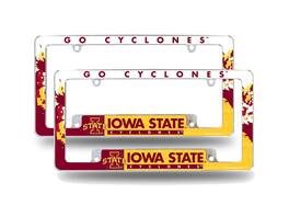 Rico Industries - Iowa State Cyclones (Set of 2) Chrome Metal License Plate Frames with Bold Full Frame Design - Multi