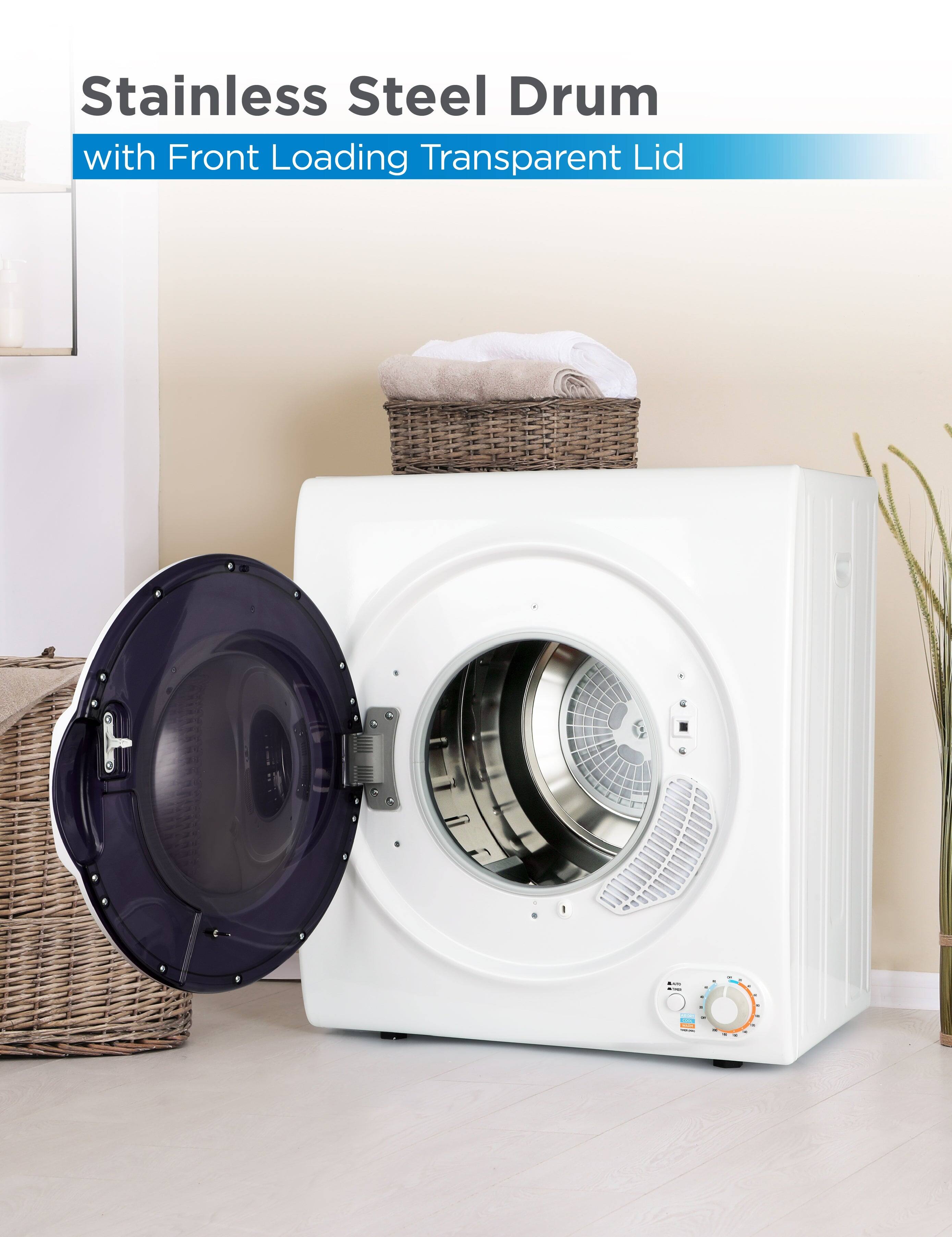 Stainless Steel Drum with Front Loading Transparent Lid