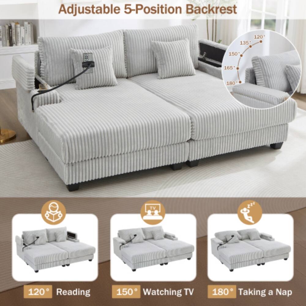 Adjustable 5-Position Backrest

120° Reading  
135°  
150° Watching TV  
165°  
180° Taking a Nap
