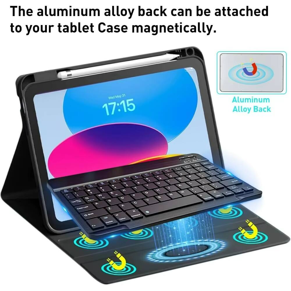 The aluminum alloy back can be attached to your tablet Case magnetically.