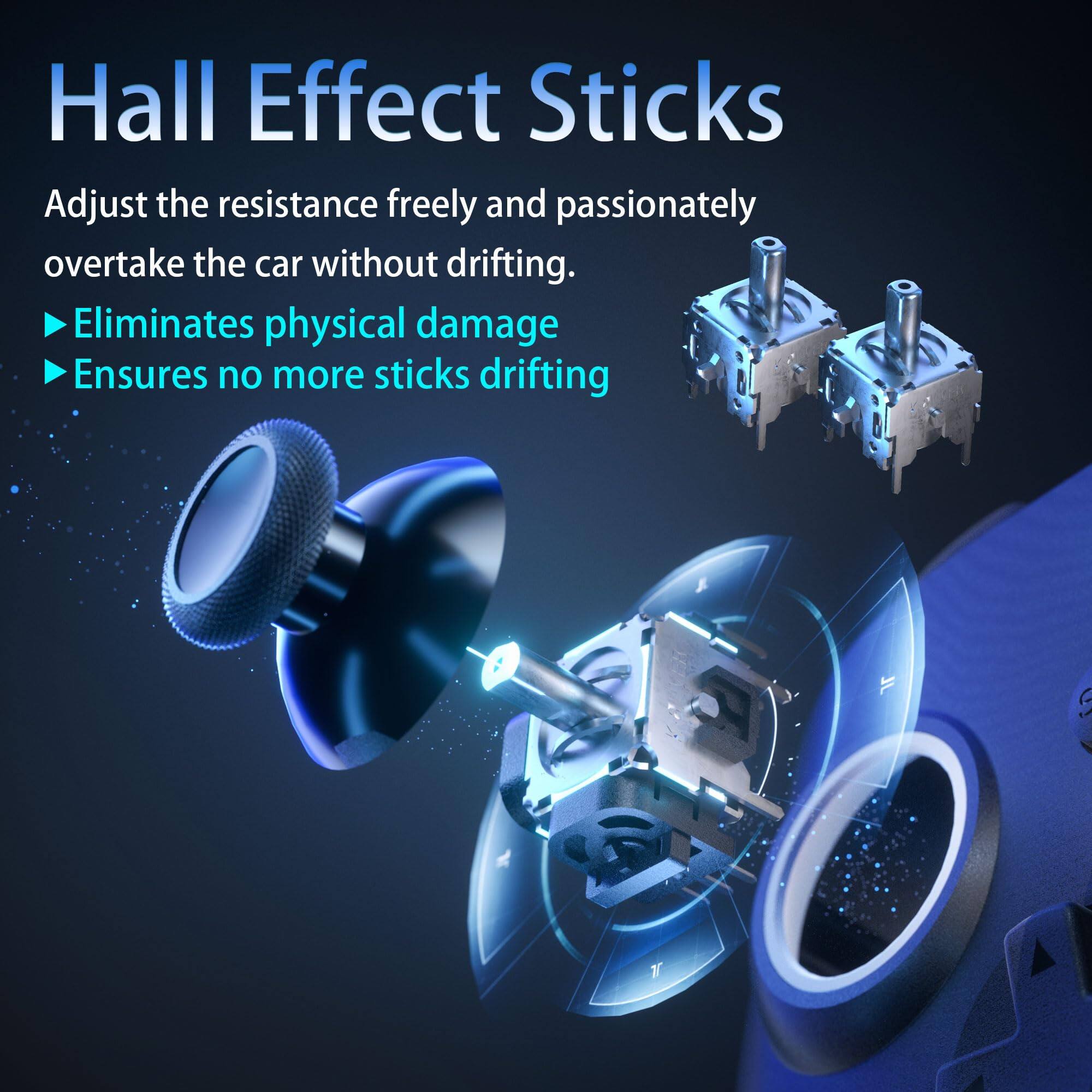 Hall Effect Sticks

Adjust the resistance freely and passionately overtake the car without drifting.

- Eliminates physical damage
- Ensures no more sticks drifting
