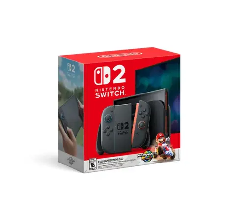 Nintendo Switch box with a black controller and a red Mario. - [E (Everyone)]