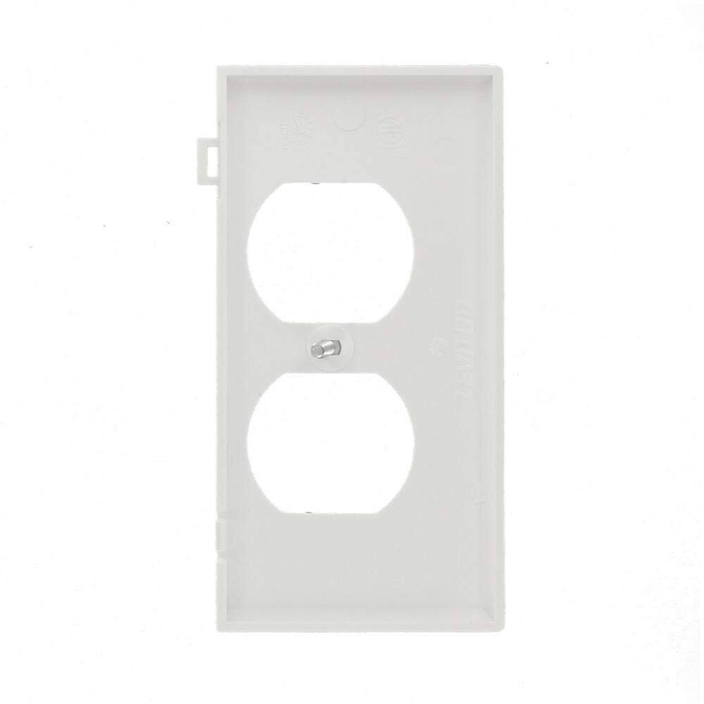 Left. Leviton - PSE8 Duplex Receptacle Sectional Wall Plate, 1-Gang - White.