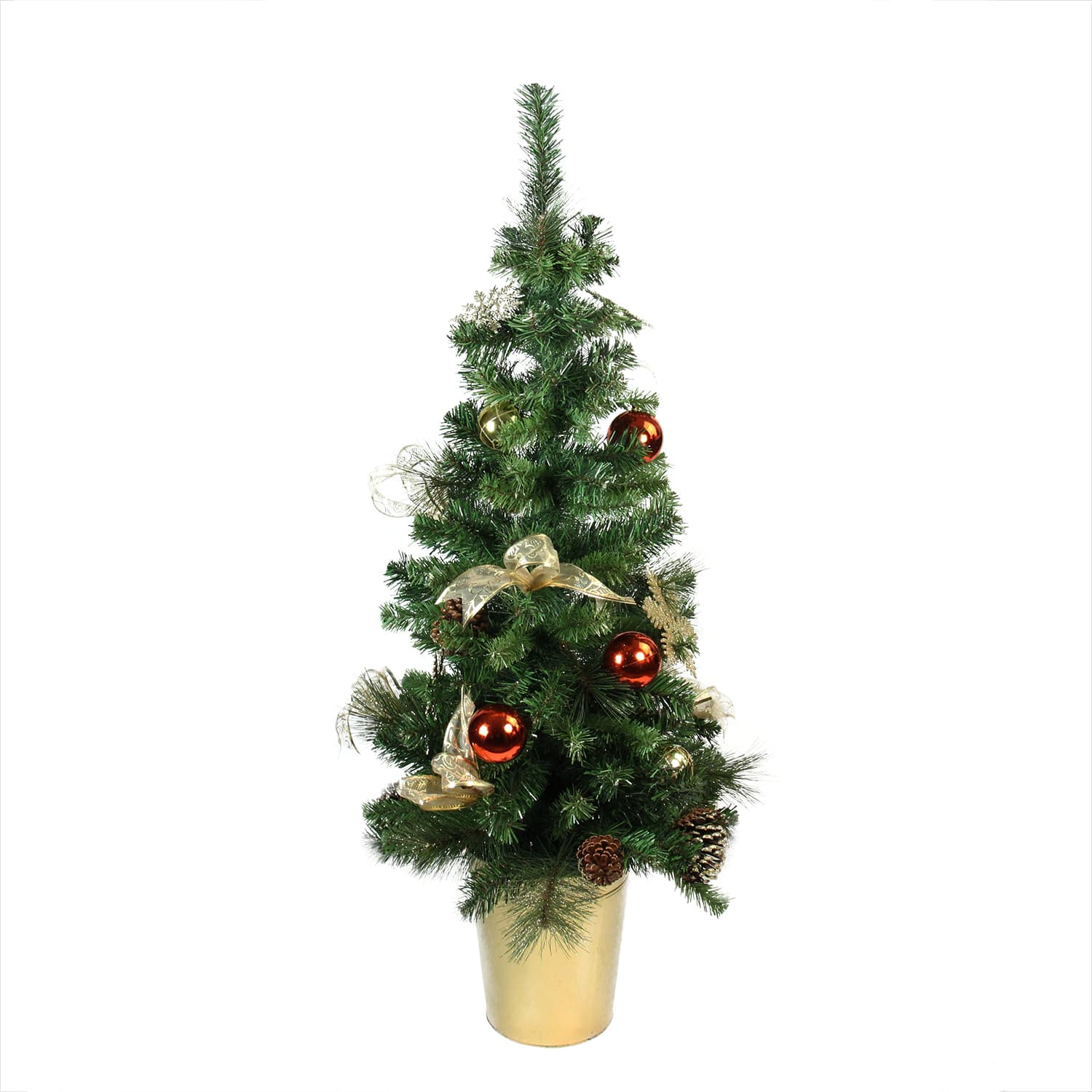 Northlight - 48" Red, and Copper Potted Artificial Christmas Tree - Unlit - Gold