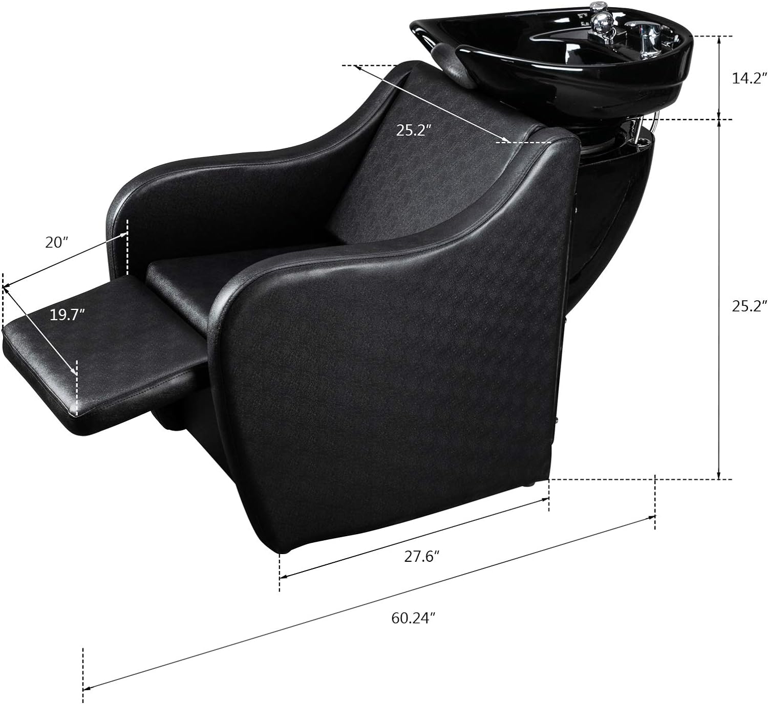 14.2" 25.2" 20" 19.7" 25.2" 27.6" 60.24"