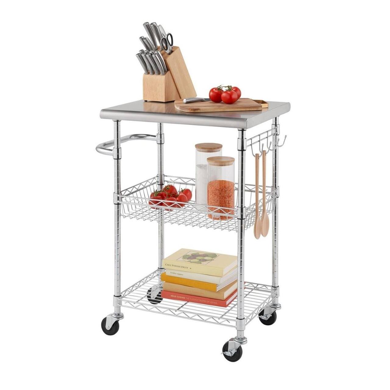 Front. TRINITY - EcoStorage 24" Stainless Steel Kitchen Cart NSF Chrome - Chrome.