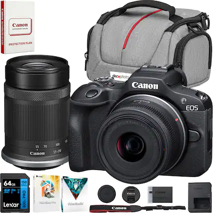 Canon EOS 55-210
Canon RF 518-45mm F4.5-6.3 IS STM
Canon 64GB 150 MB/s V30 800x PRO
Lexar
Corel PainterShop Pro
Corel VideoStudio
Canon Battery Grip BG-E11
Canon Lens Hood
Canon Lens Cap
Canon Camera Strap
Canon Protection Plan
decophoto