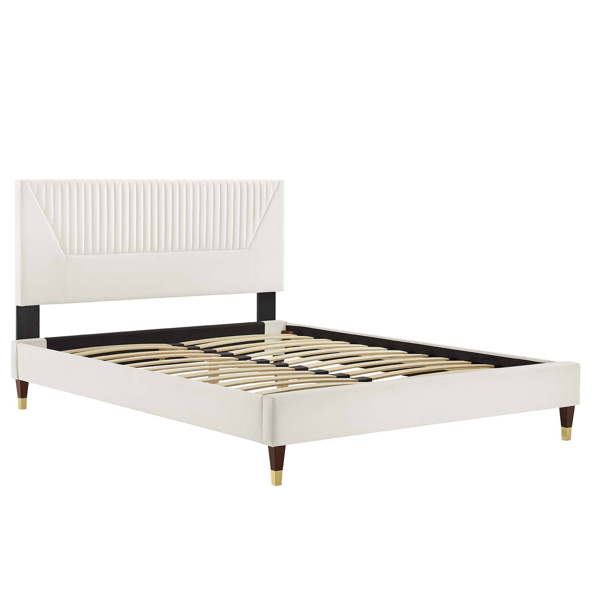 Alt View 2. Modway - Sofia Channel Tufted Performance Velvet Full Platform Bed - White.