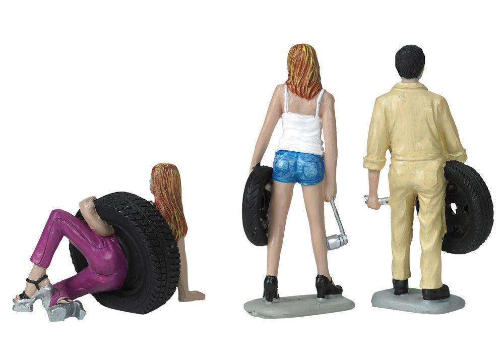 Alt View 2. Motorhead Miniatures - Val, Meg and Gary Tire Brigade 3 piece Figurine Set 1/24 by Motorhead Miniatures.