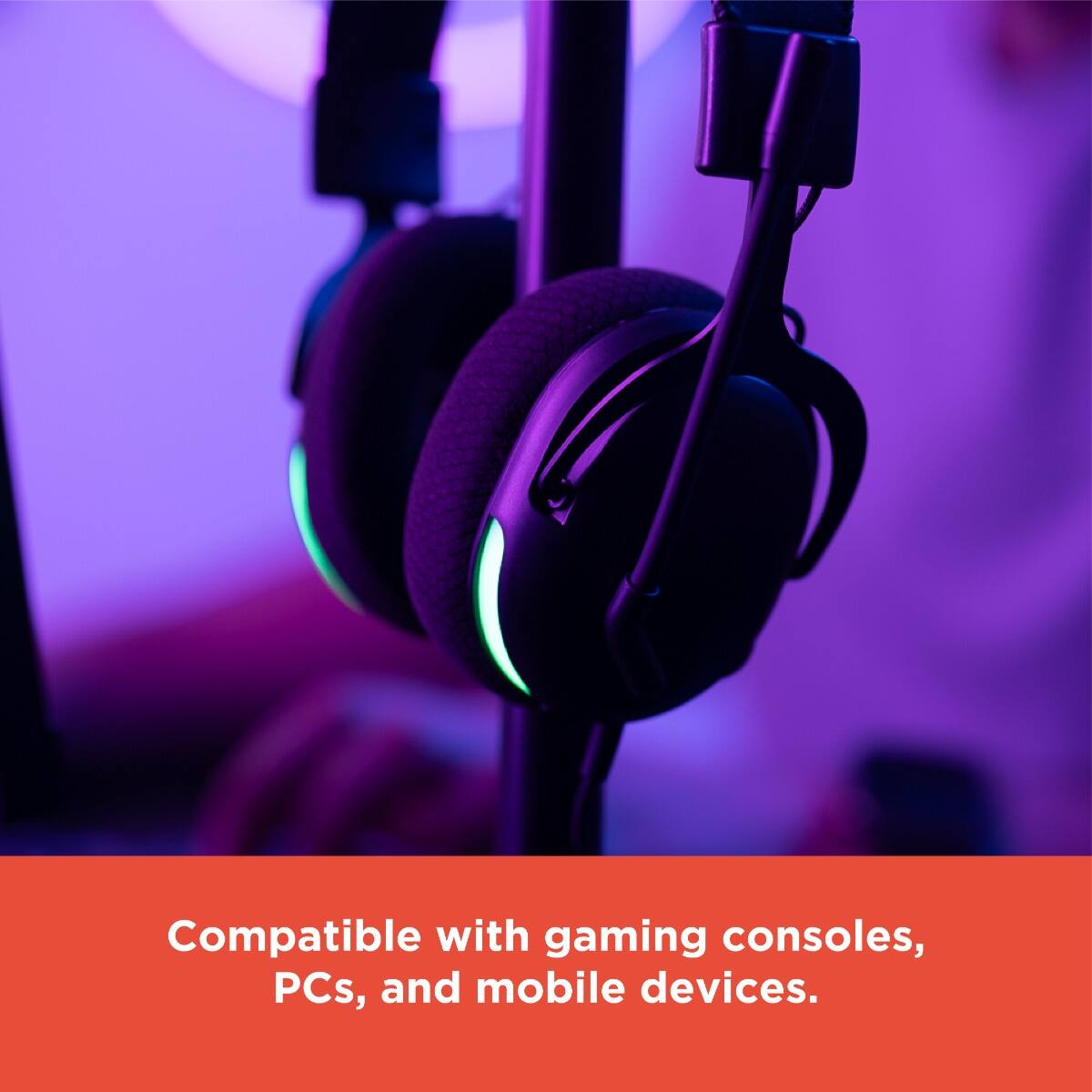 Compatible with gaming consoles, PCs, and mobile devices.