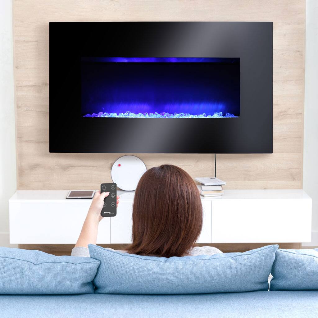 Alt View 3. Danby - 38-Inch Wall-Mount Electric Fireplace - Black.