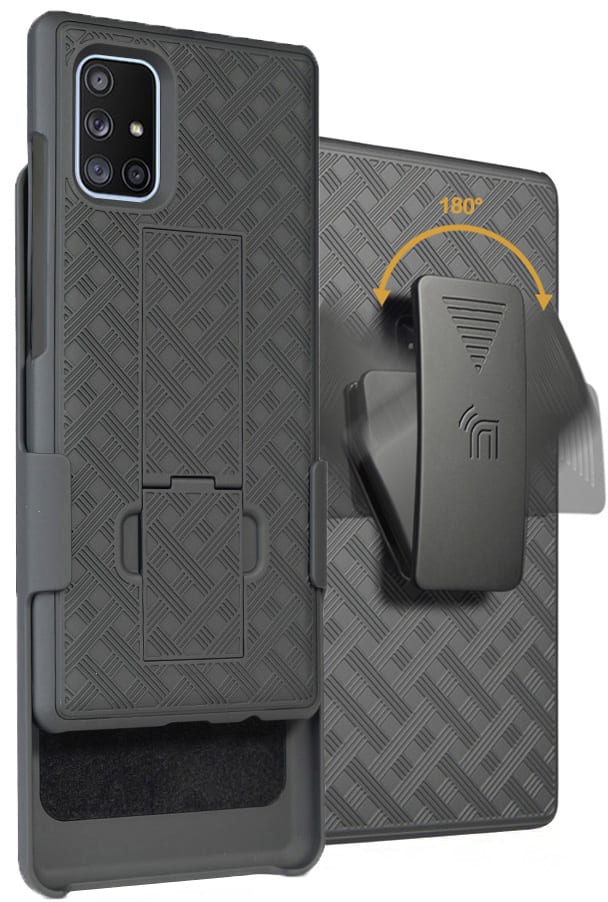 Nakedcellphone - Case with Stand and Belt Clip Holster for Samsung Galaxy A71 5G - Black