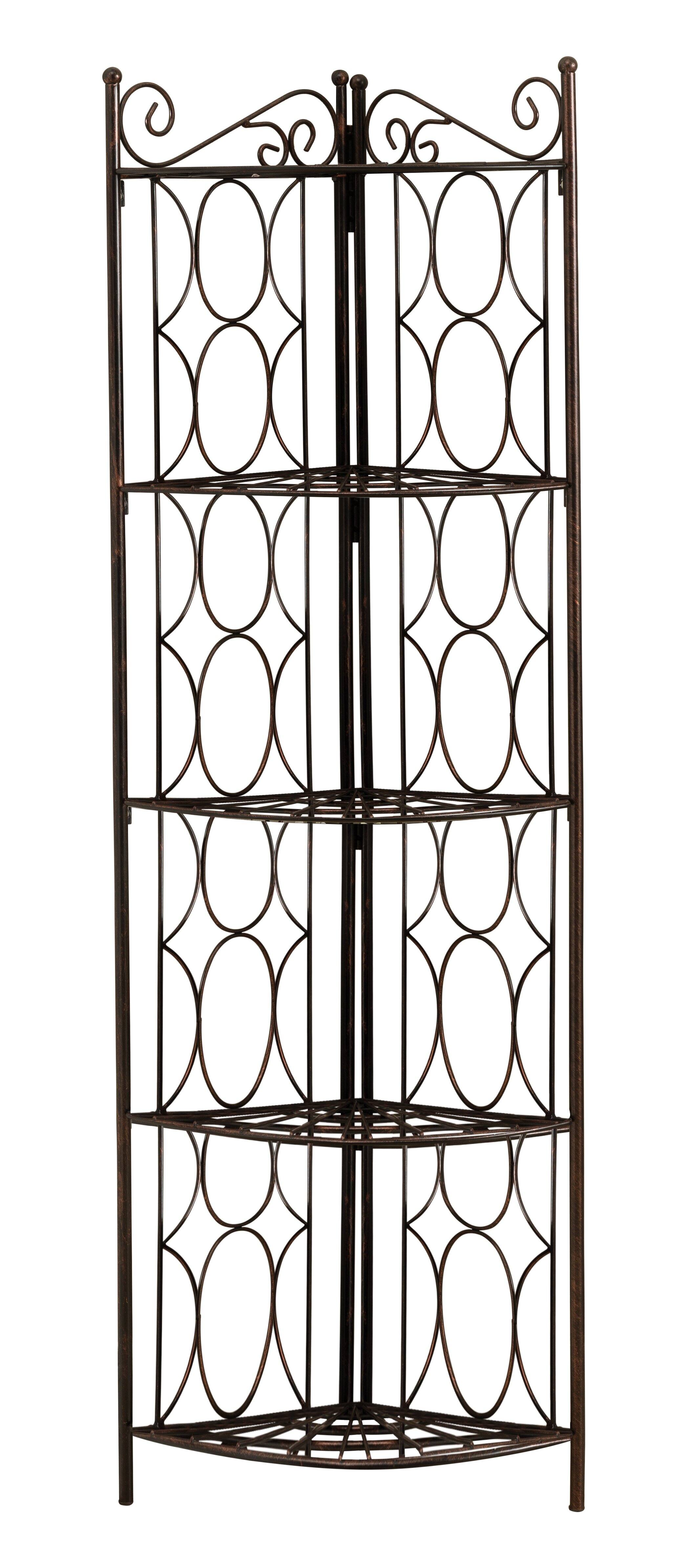 Angle. Kings Brand Furniture - Kings Brand Furniture Brushed Copper Metal 5 Tier Shelf Corner Rack Unit - Rust/Copper.