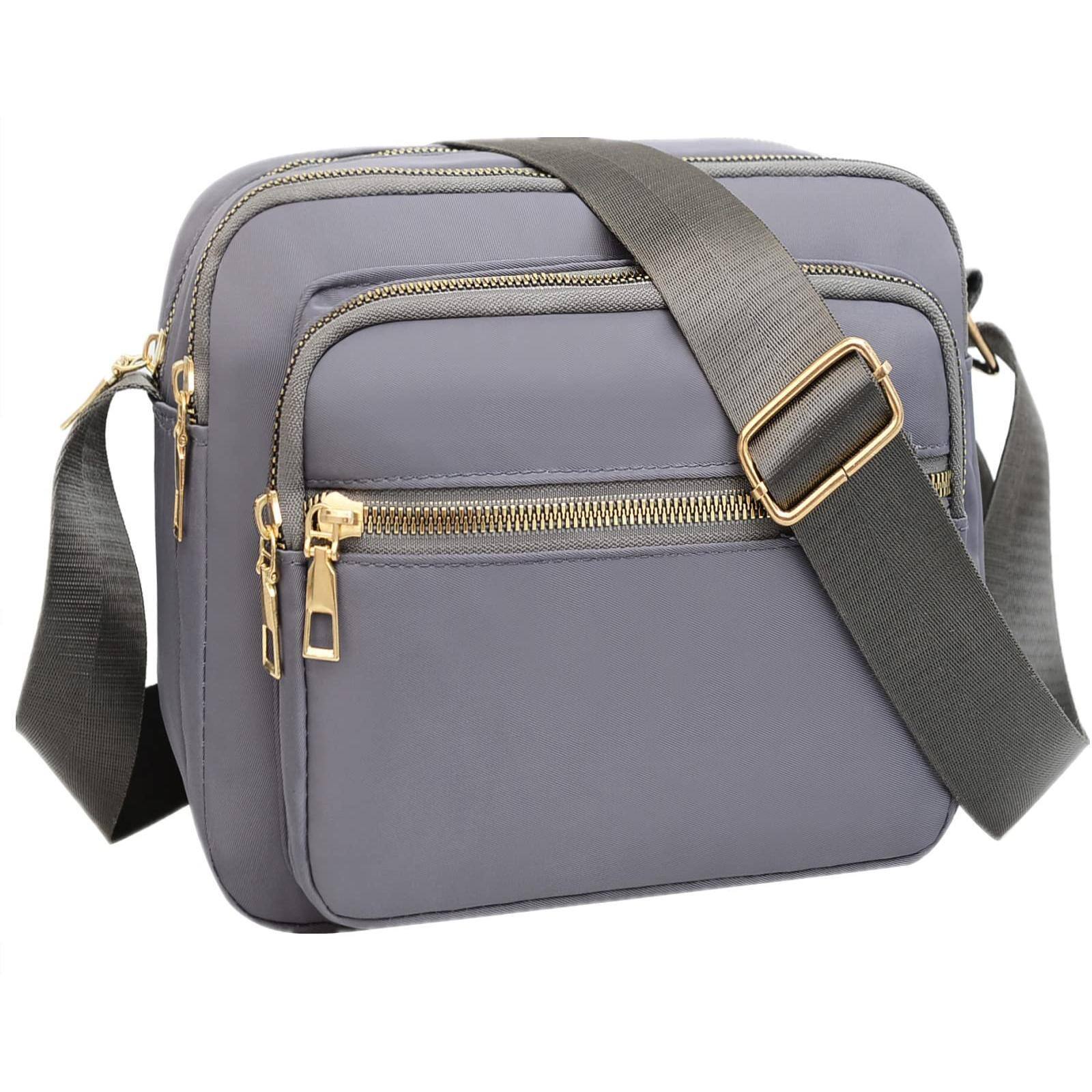 Front. Live At Space - Nylon Crossbody Bags For Women Purses And Handbags Women's Casual Messenger Bag Waterproof Black Purse Beautifully - Bright Gray.