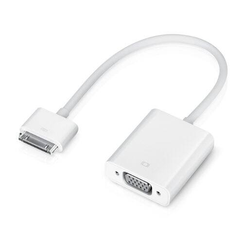 Back. Apple - Apple Dock Connector to VGA Adapter (30-pin) - White.