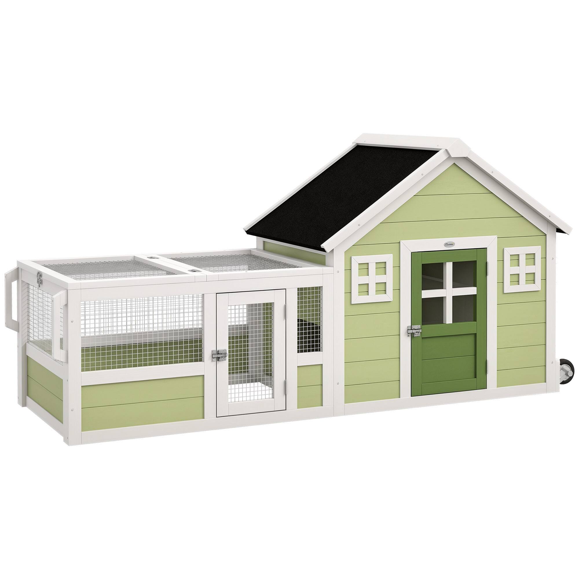 Front. Pawhut - Inch Rabbit Hutch with Asphalt Roof, Handle - multicolor.