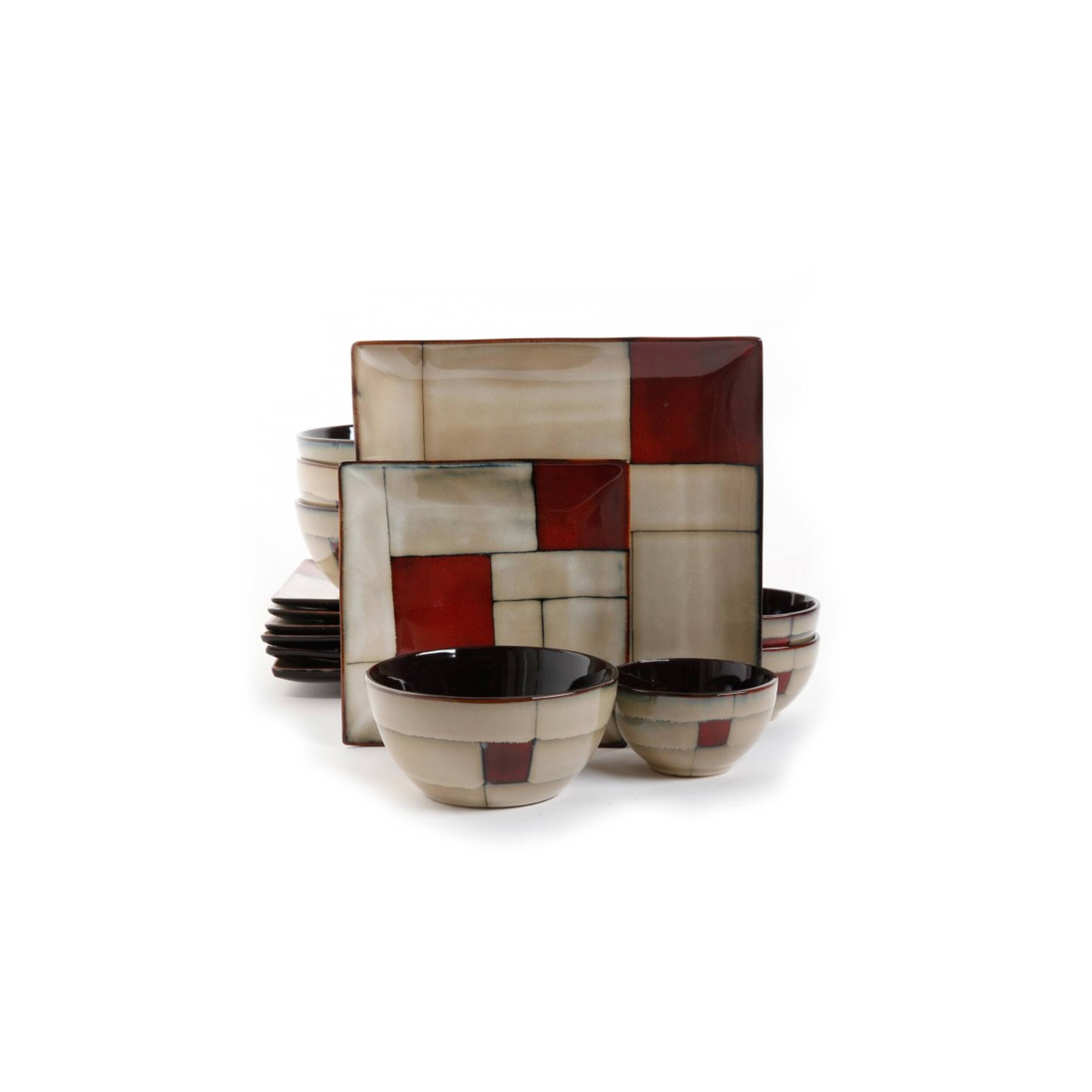 Alt View 1. Gibson - Gibson Elite Azeal 16 Piece Double Bowl Dinnerware Set in Taupe - Taupe.