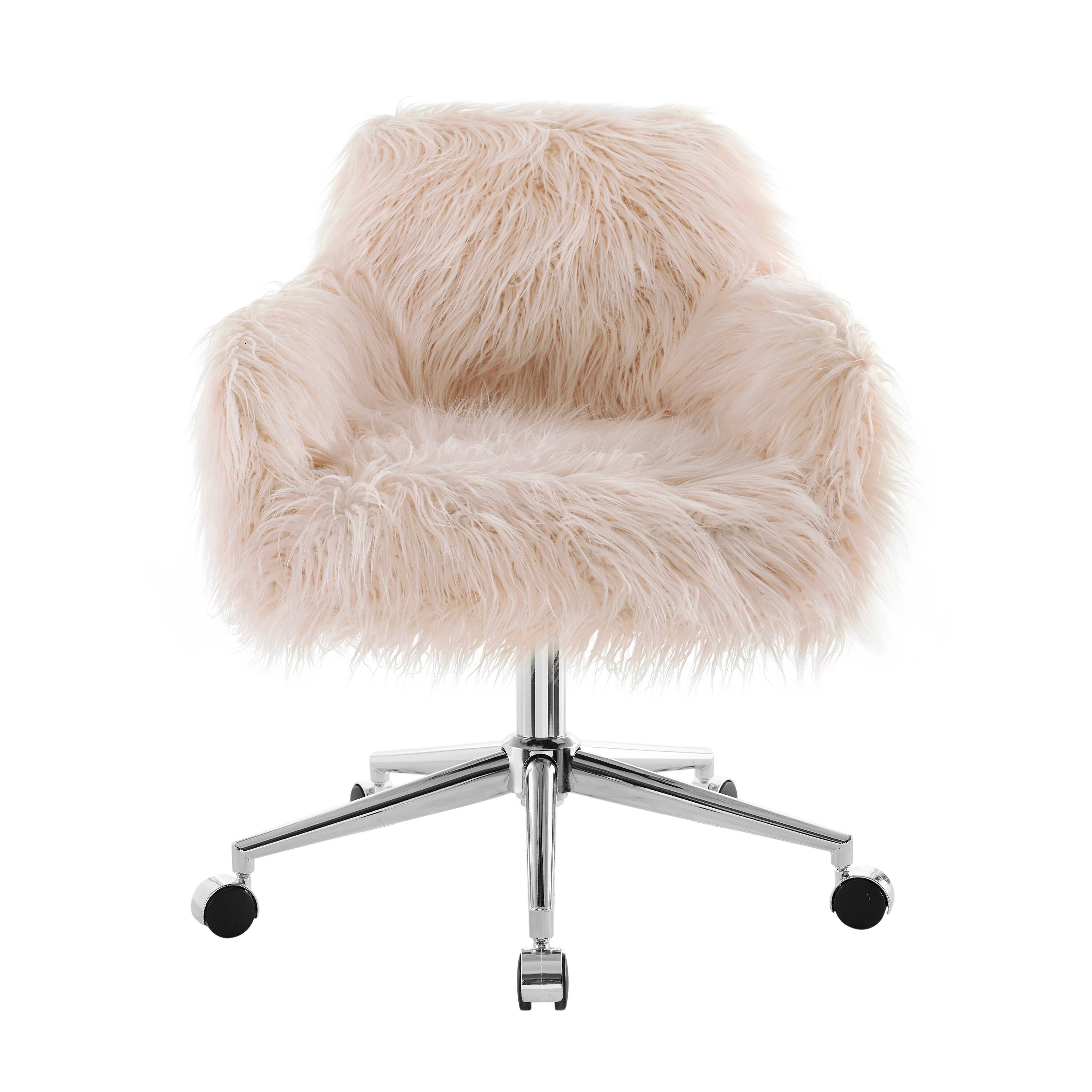 Linon Home Décor – Diehm Faux Fur Adjustable Office Chair With Arms – Pink Sansujyuku sansujyuku.com