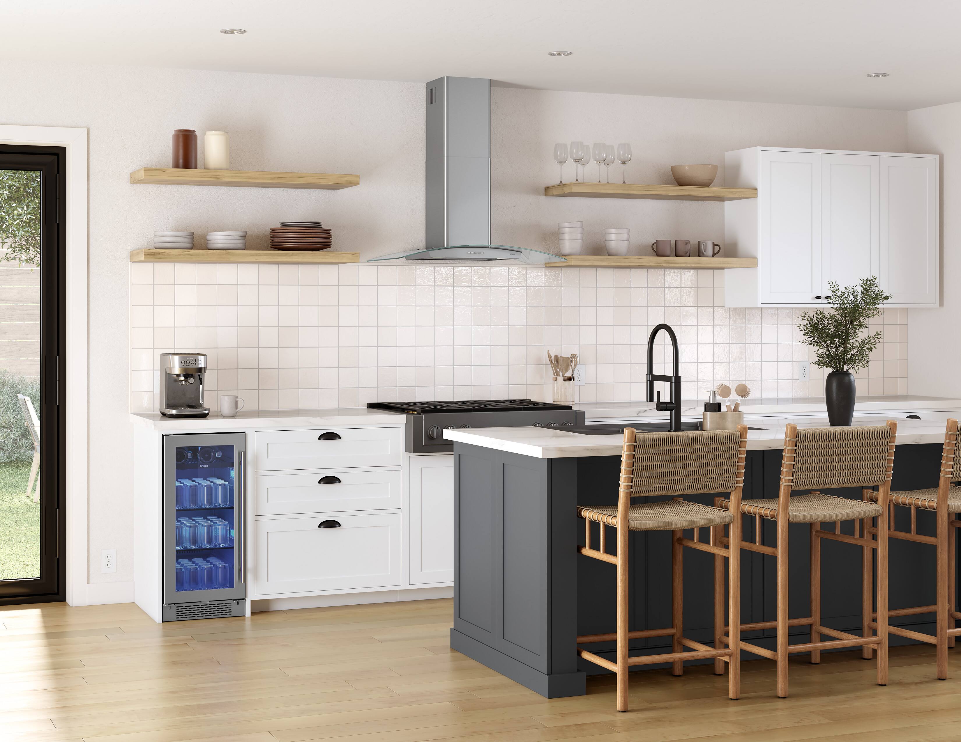 Alt View 13. Zephyr - Brisas 36 in. 600 CFM Curved Glass Wall Mount Range Hood with LED Lights - Stainless Steel + Glass.