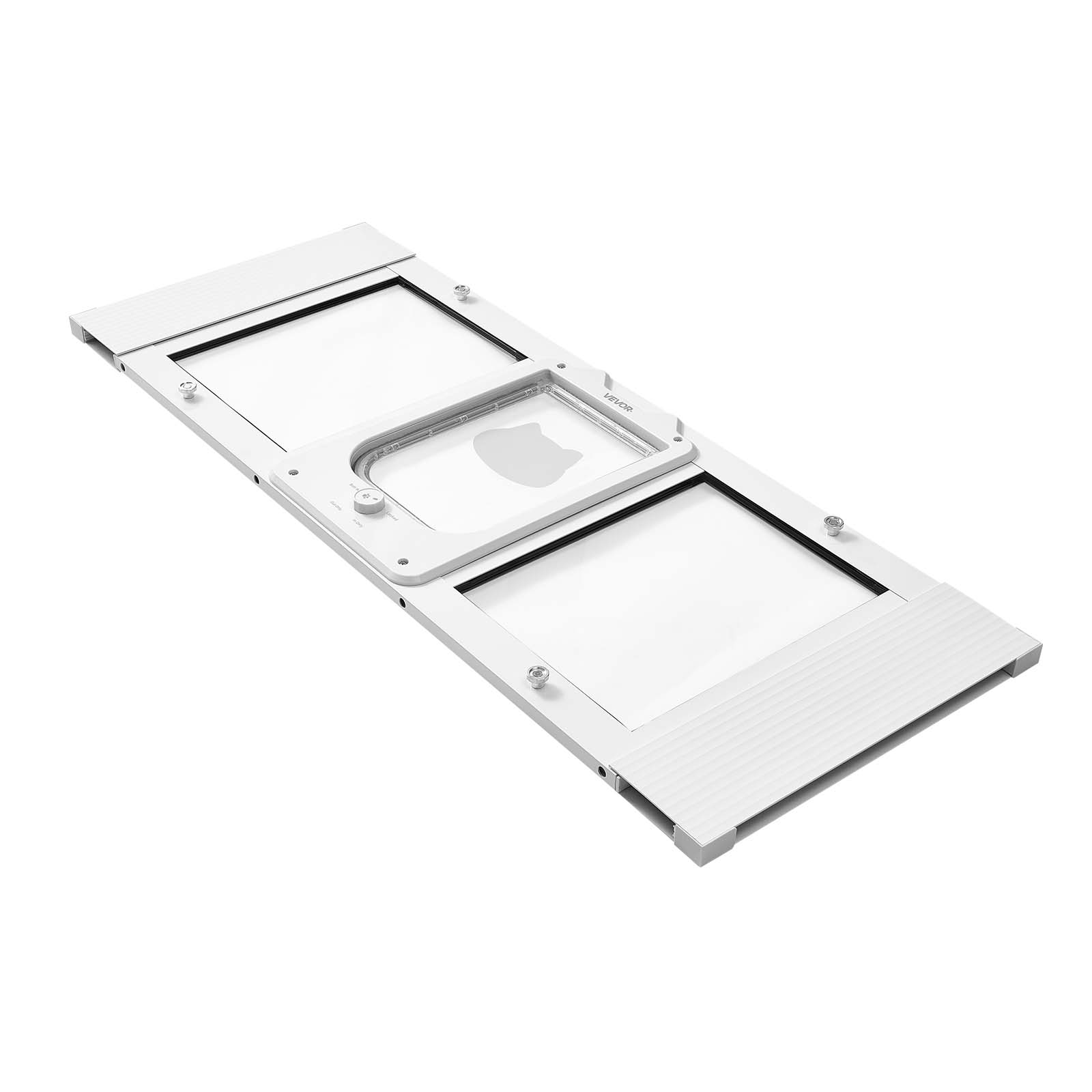 Alt View 5. VEVOR - Cat Door for Window, Adjustable to Fit Window Width 35"-40", 4 Secure Lock Modes, Aluminum Frame and High-Transparency.