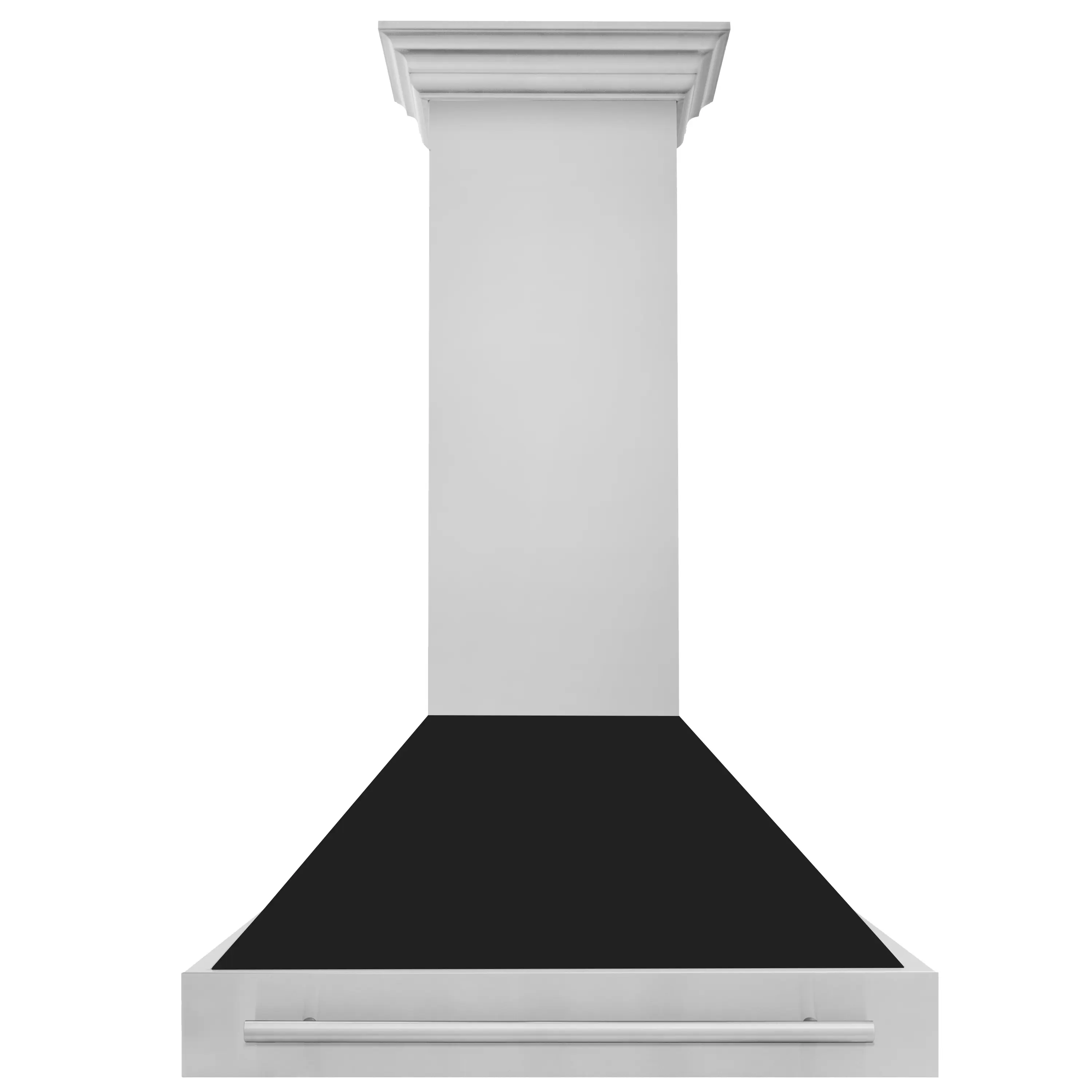 Front. ZLINE - 36 in. Stainless Steel Wall Range Hood with Black Matte Shell and Stainless Steel Handle - Black Matte.