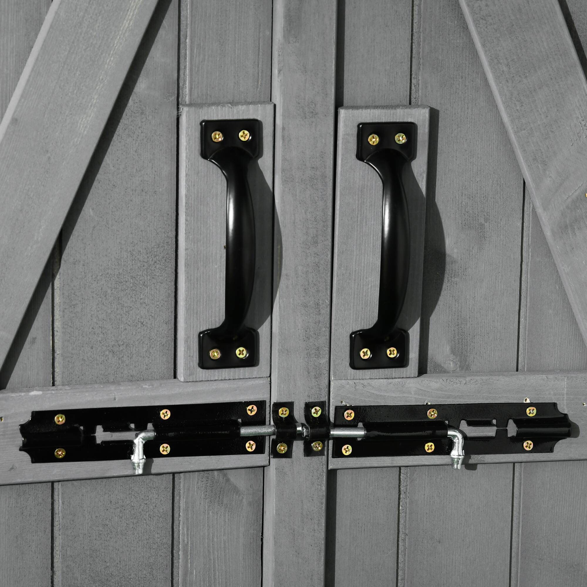 Alt View 7. Outsunny - Outdoor Storage Cabinet Wooden Garden Shed Utility Tool Organizer with Waterproof Asphalt Rood, Lockable Doors.