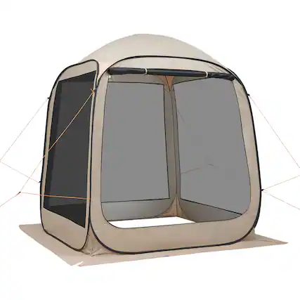 Front. VEVOR - Screen House Tent, 6 x 6 ft, 4-6 Person Pop Up Screen Tent, Portable Screened in Canopy with Carry Bag, Netting Sides - Beige.