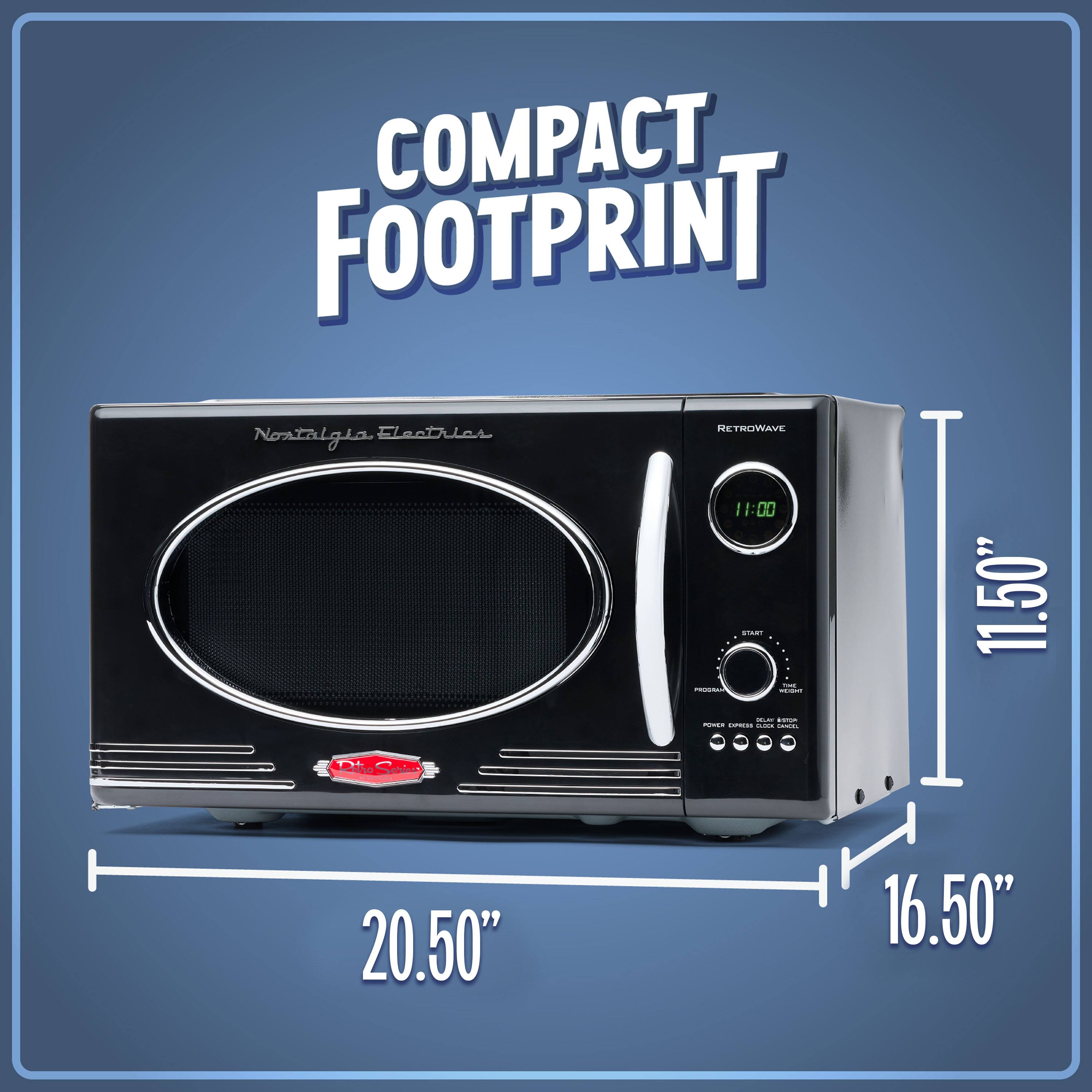 COMPACT FOOTPRINT  
Nostalgia Electrics RETROWAVE  
11:00  
11.50" x 20.50" x 16.50"