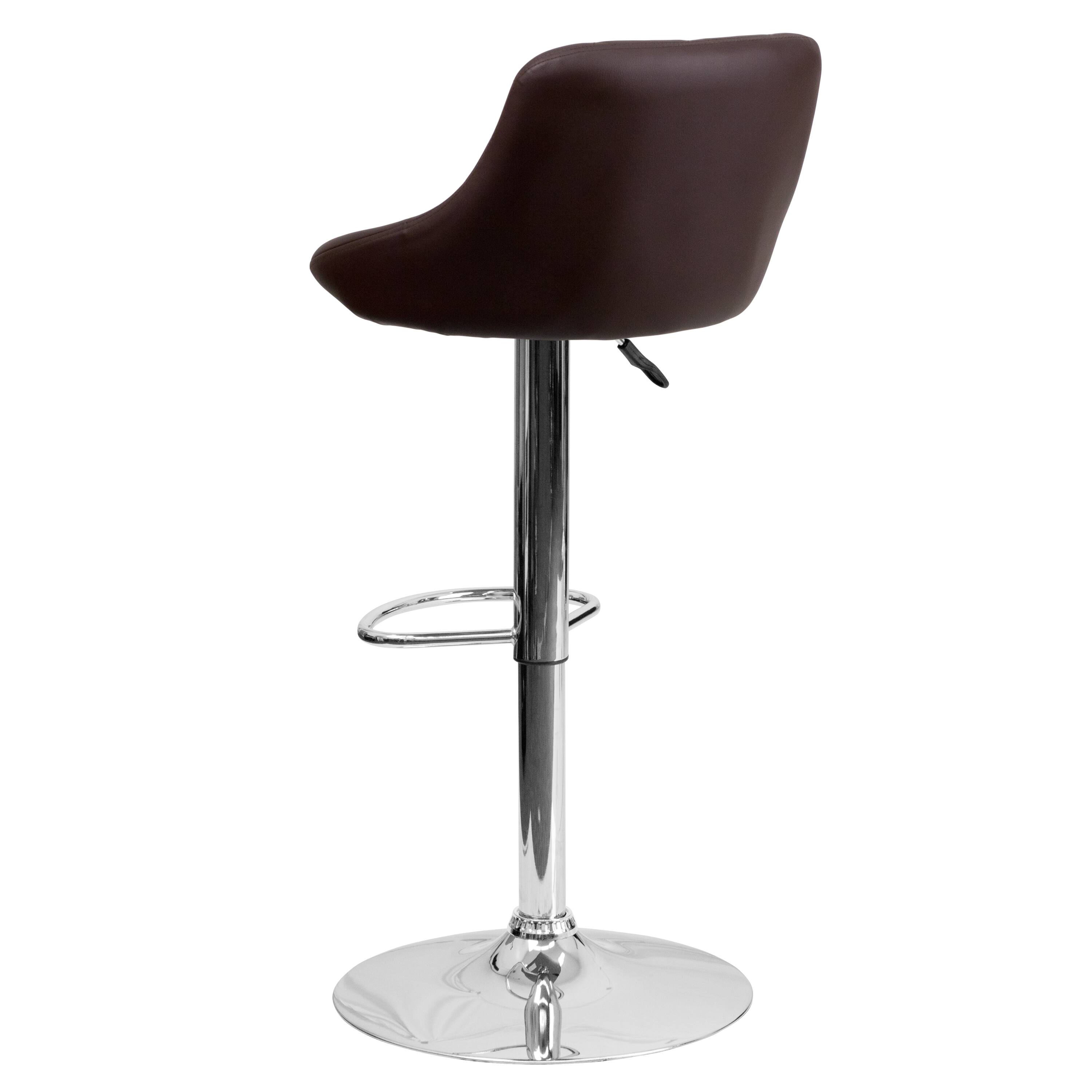 Alt View 5. Emma + Oliver - Bucket Seat Adjustable Height Barstool with Diamond Pattern Back - Brown.