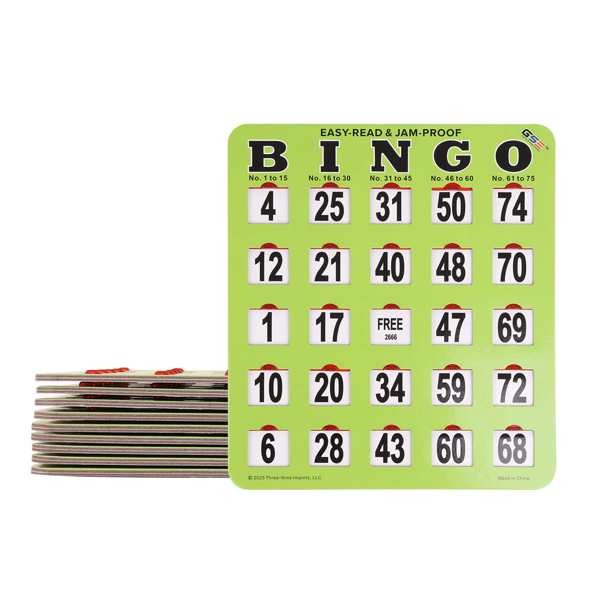 GSE Games & Sports Expert - 10-Pack Jumbo Easy-Read Shutter Bingo Cards, Finger-Tip Shutter Slide Bingo Cards with Sliding Windows