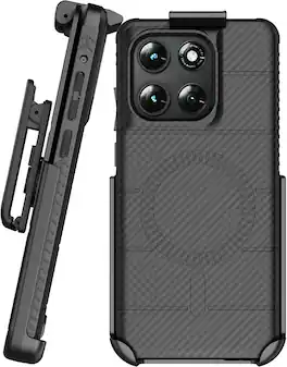 Nakedcellphone - Combo for Motorola Moto G Stylus 2026/2025 Phone - Case and Holster Belt Clip (Compatible with MagSafe) - Carbon Fiber